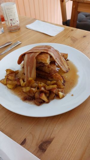 French toast with facon, apples & pears at The Sly Fox in Edinburgh