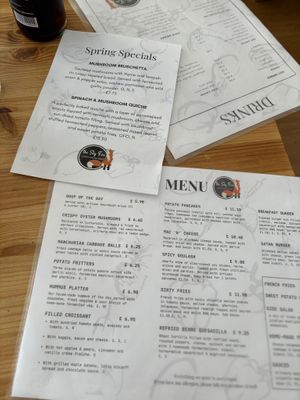 Menus at The Sly Fox in Edinburgh