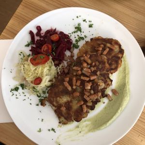 potato pancakes!   at The Sly Fox in Edinburgh