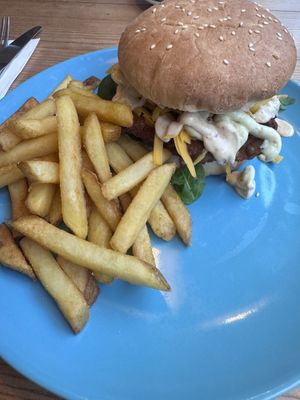 Breakfast burger   at The Sly Fox in Edinburgh