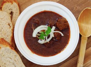 Czech Goulash - hearty soy meat stew at The Sly Fox in Edinburgh