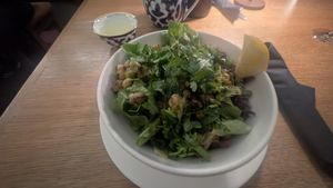 Salad with chickpea and aubergine at KIRAS - Pylimo in Vilnius