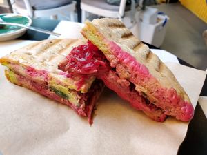 Beets and tofu panini at KIRAS - Pylimo in Vilnius