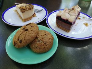 Vegan cheesecake, hazelnut cake and cookies at KIRAS - Pylimo in Vilnius