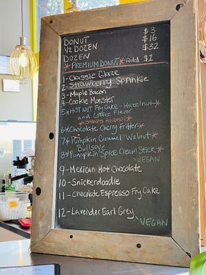 Menu with vegan options marked  at Brewnuts in Cleveland
