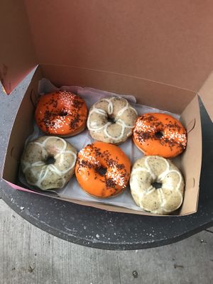 Earl Grey and Lemon donuts with vanilla icing donuts at Brewnuts in Cleveland