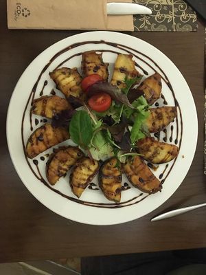 Yummy fried aubergines at Spiral in Nerja