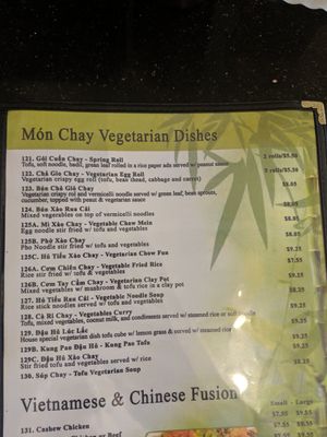 Menu at Pho Country in Carson City