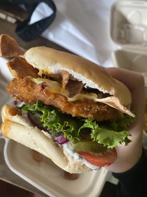 Do You Wanna Ranch? Sandwich tossed in Buffalo sauce   at 3 Dot Dash in Tampa