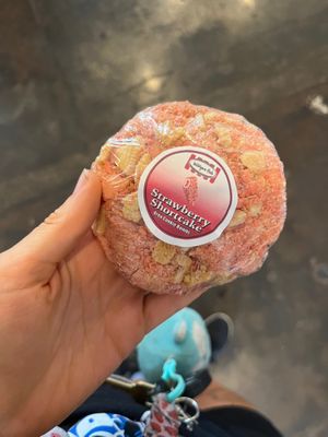 Upper view of strawberry shortcake cookie at 3 Dot Dash in Tampa