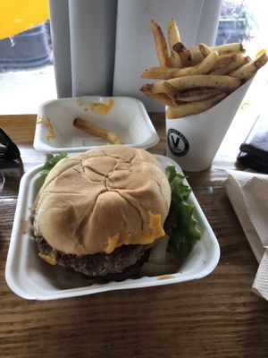 Double Stack Mustard Burger and Fries! at 3 Dot Dash in Tampa