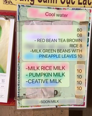 Drinks menu at Tinh Lien in Chau Doc