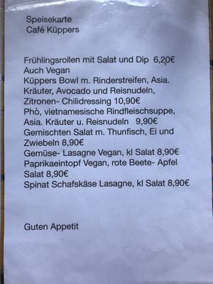 Lunch Menu at Café Tinki in Neuss