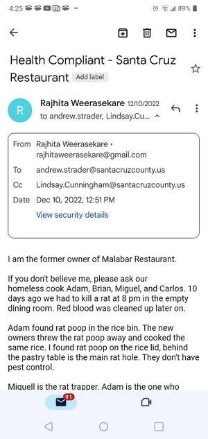  at Malabar Restaurant in Santa Cruz