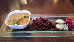 tempeh la la at Malabar Restaurant in Santa Cruz