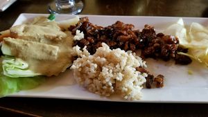 tempeh la la at Malabar Restaurant in Santa Cruz