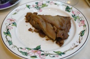 Tarte tatin with pears (vegan). at Le Puits de Legumes in Paris
