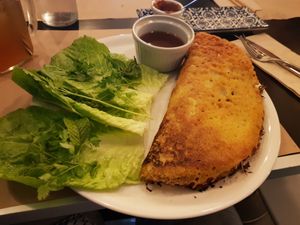 Vietnamese pancake, amazing and huge serving at VIET KITCHEN in Barcelona