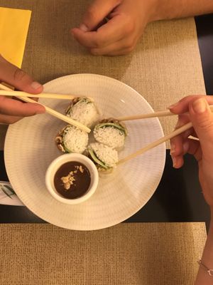 Fresh rice paper rolls with tofu and vegetables! Delicious!! at VIET KITCHEN in Barcelona