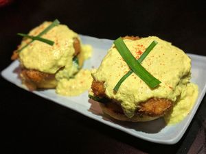 Vegan Eggs Benedict special at Osoyami Bar and Grill in Honolulu