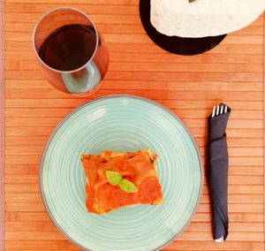 Vegan Lasagna and red local wine 😍 at Jolly Roger in Lecce