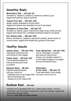 Healthy menu 1 at HydeOut Bar & Kitchen in Koh Phangan