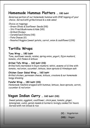 Healthy menu 2 at HydeOut Bar & Kitchen in Koh Phangan