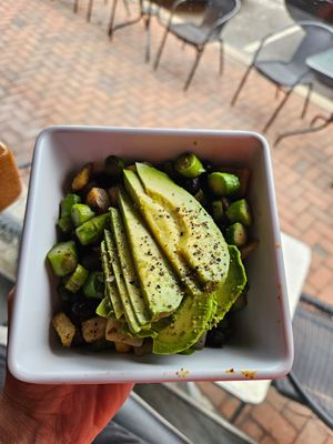 Vegan breakfast bowl with asparagus and avocado. at Steel City Coffeehouse and Brewery in Phoenixville