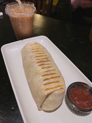 Vegan breakfast burrito with beyond sausage   at Steel City Coffeehouse and Brewery in Phoenixville