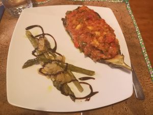 Stuffed aubergine at Casa Rural Ahora in El Colmenar