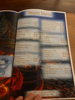 Menu  at Thai Rock in Sydney