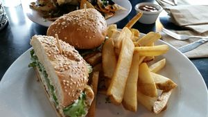 vegan bbq ranch chicken burger at Saturn Cafe in Santa Cruz