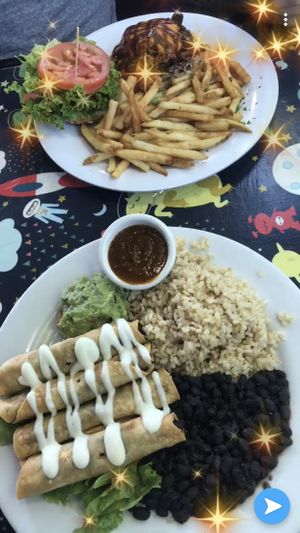 Vegan space cowboy and taquitos  at Saturn Cafe in Santa Cruz