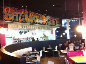 inside at Saturn Cafe in Santa Cruz