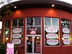 outside at Saturn Cafe in Santa Cruz