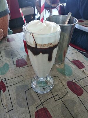 Mint choc milkshake at Saturn Cafe in Santa Cruz