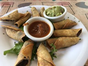 Great starter of bean filled mini fried tacos at Saturn Cafe in Santa Cruz