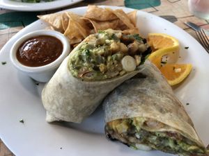 Great food at Saturn! Black bean burrito with nachos at Saturn Cafe in Santa Cruz