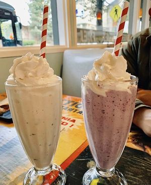 Vegan Milkshakes with Whipped Cream at Saturn Cafe in Santa Cruz