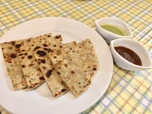 stuffed whole wheat bread with chickpeas ...chana tawa paratha  at Downtown B's in Tokyo