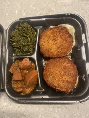 Deluxe country chiken fried dinner  at ITSO Vegan in Grand Prairie