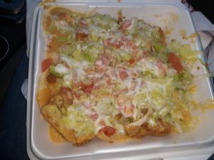 Nachos (soggy) at ITSO Vegan in Grand Prairie
