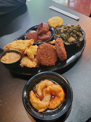 Nothing from the sea food platter at ITSO Vegan in Grand Prairie