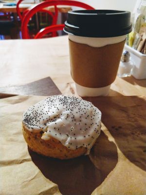 Vegan lemon poppyseed scone! at Röckenwagner in Los Angeles
