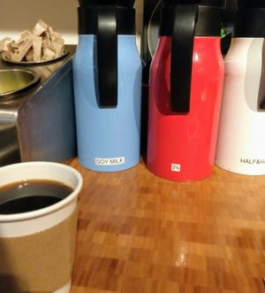 Soymilk already out and ready for your coffee! at Röckenwagner in Los Angeles