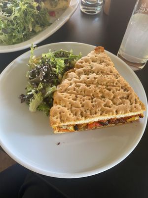 Vegan pita sandwich with grilled vegetables  at Vitra Haus Cafe in Weil Am Rhein