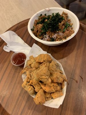 Mushroom wings delicious but not a healthy option! at So Vegan - Gateway Ekkamai in Bangkok