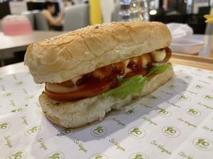Vegan hotdog, 69 baht  at So Vegan - Gateway Ekkamai in Bangkok
