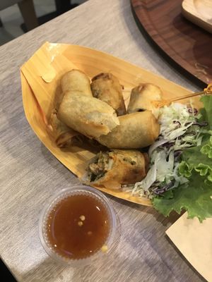 Veggie spring rolls 59 baht  at So Vegan - Gateway Ekkamai in Bangkok