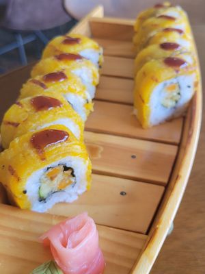 Tempura sushi with plantain at Temari Sushi in Willemstad